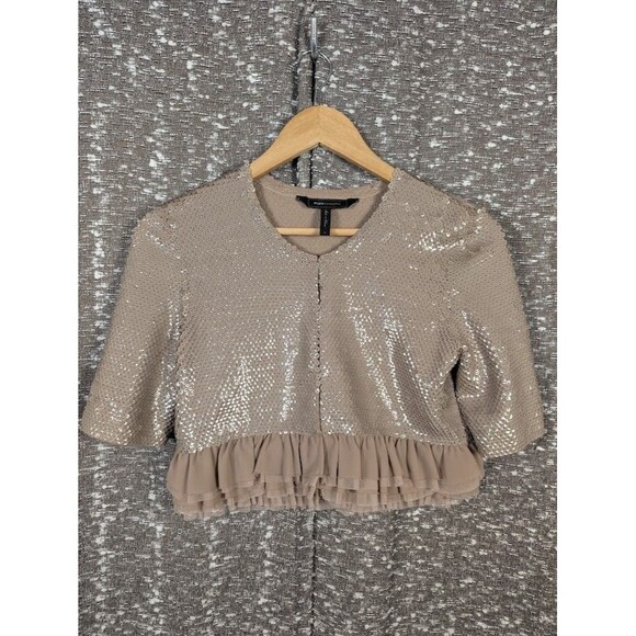 BCBG Maxazria Sequin Ruffled Cardigan Woman's Small - Picture 1 of 12
